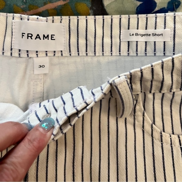 ANTHROPOLOGIE | FRAME 30 LE BRIGETTE JEAN SHORTS Blue Motif NWT - Picture 10 of 16